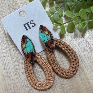 🎉2X HP🎉 ITS Turquoise & Woven Earrings 💗 Brown & Turquoise
